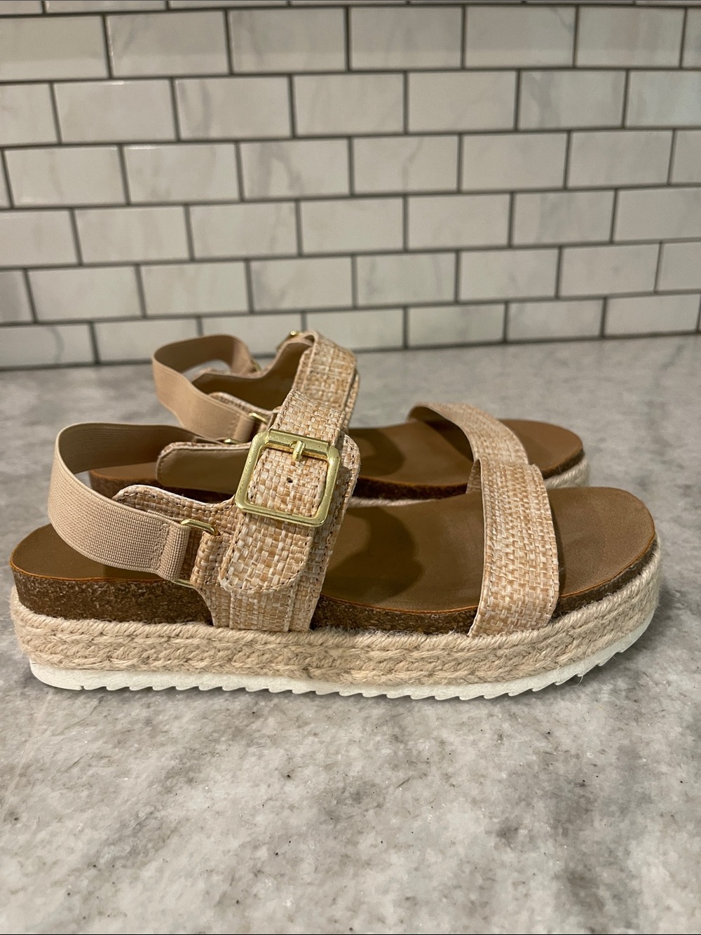 Madden Girl Natural Woven Espadrille Platform Sandals